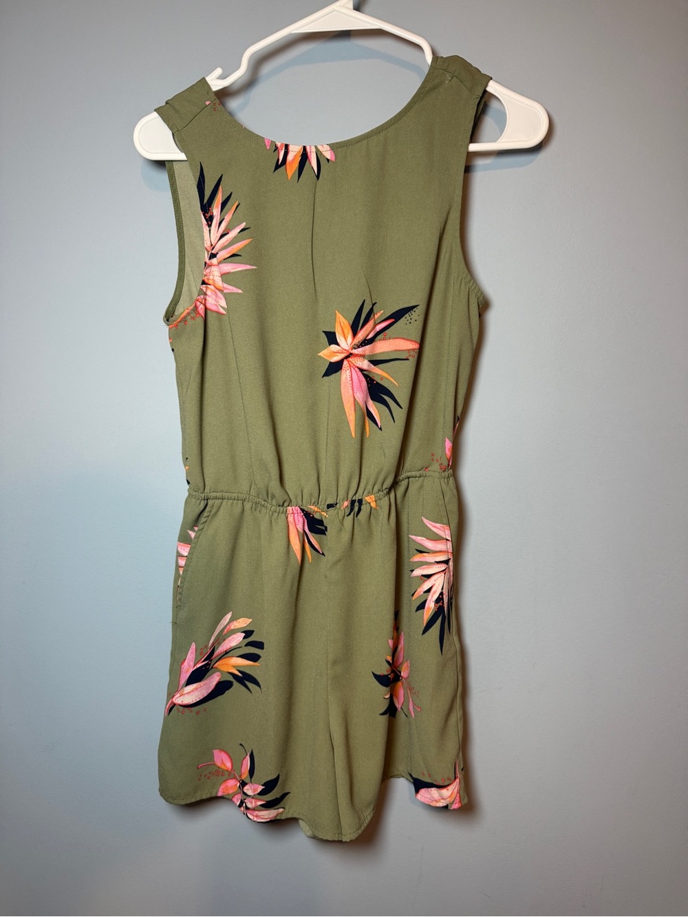 a new day Olive Green Floral Sleeveless Romper
